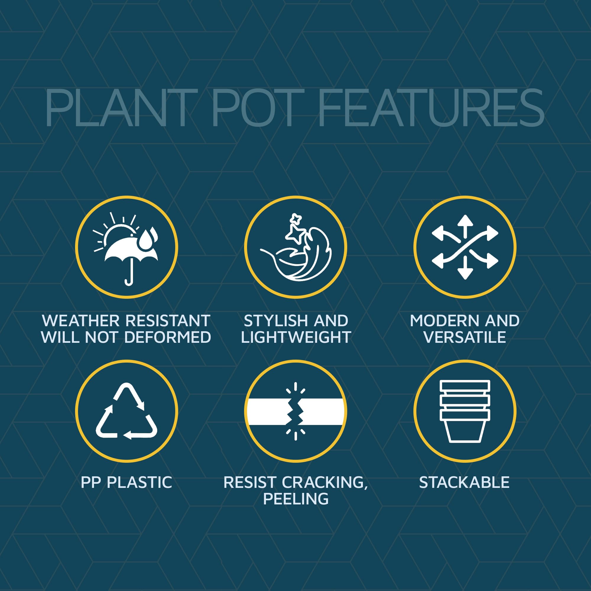 Lifemaster stackable planters save storage space when not in use.