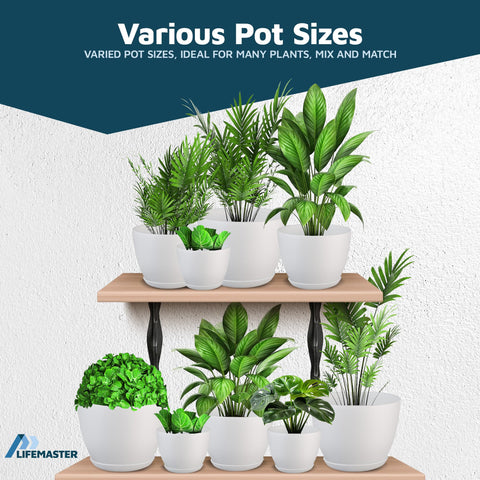 Lifemaster pot set 5-3-inch close-up emphasizes drainage and sturdy construction.