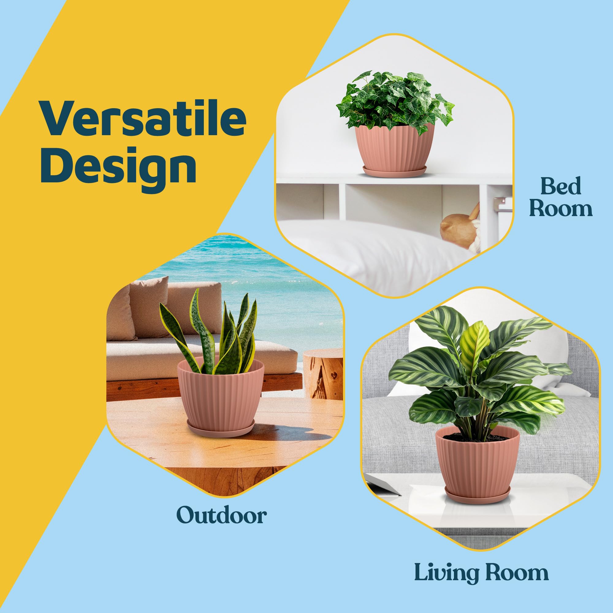 Lifemaster pot with saucer protecting floors and tabletops from spills.