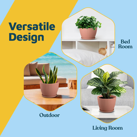Lifemaster pot with saucer protecting floors and tabletops from spills.