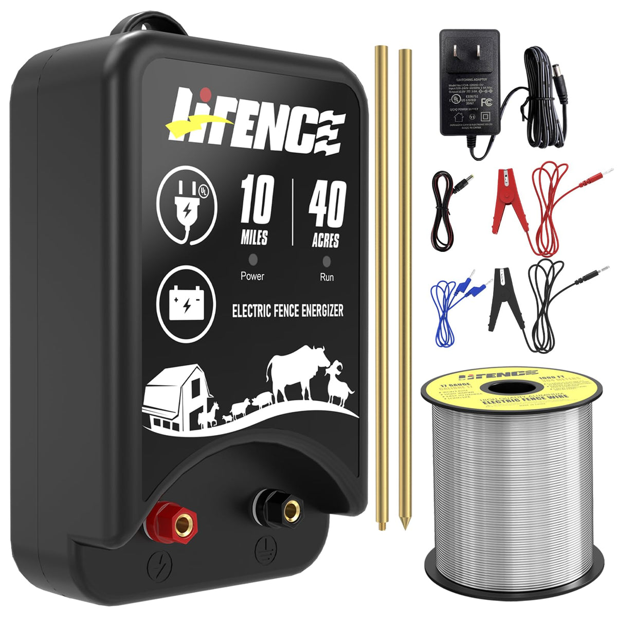 LIFENCE AC/DC 2 in 1 power supply front view protects livestock reliably