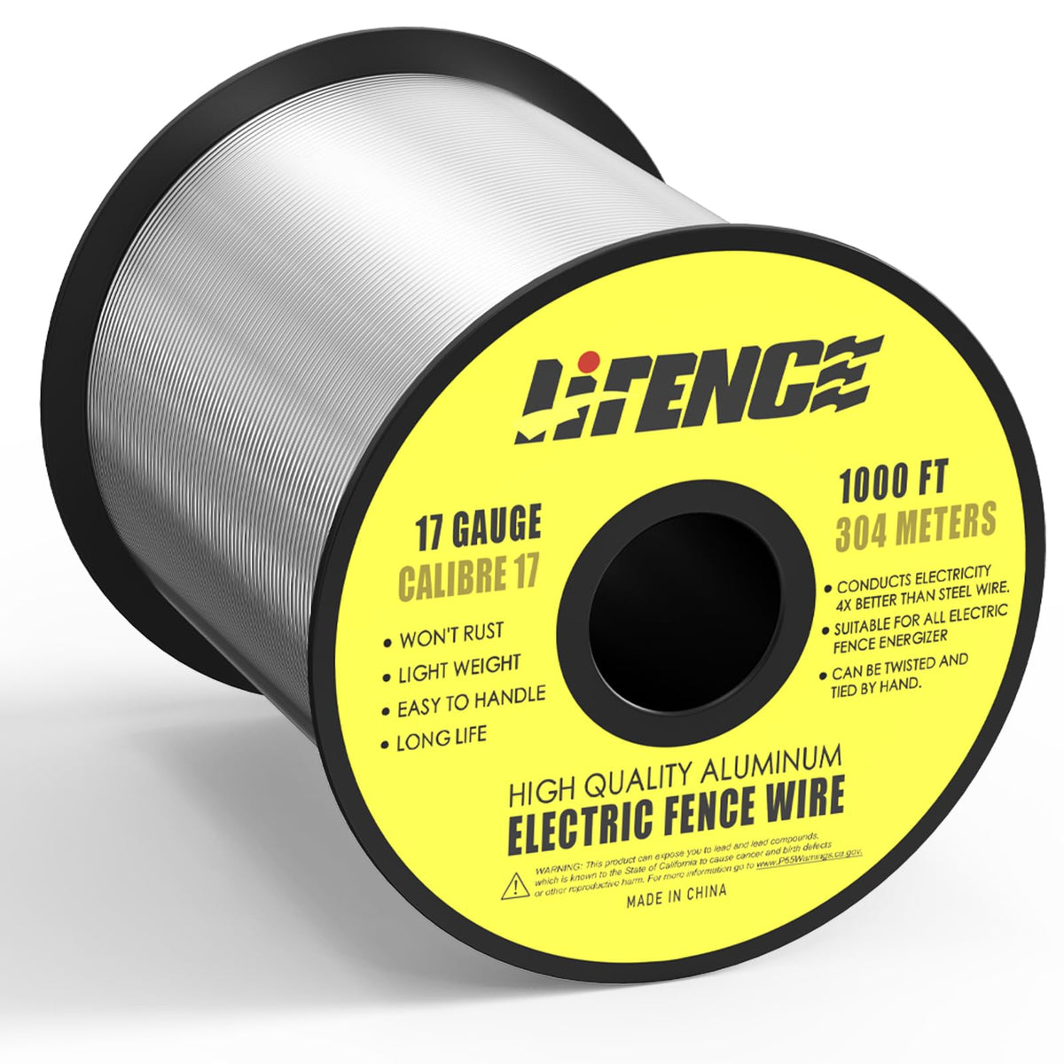 LIFENCE electric fence wire 1000 ft spool ready for long-range fencing
