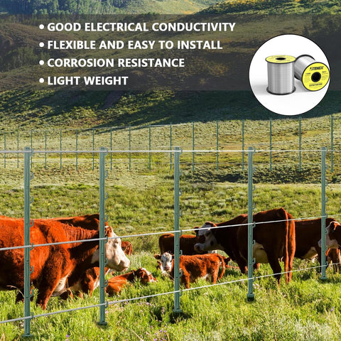 LIFENCE two-roll pack of aluminum fence wire ready for portable fencing