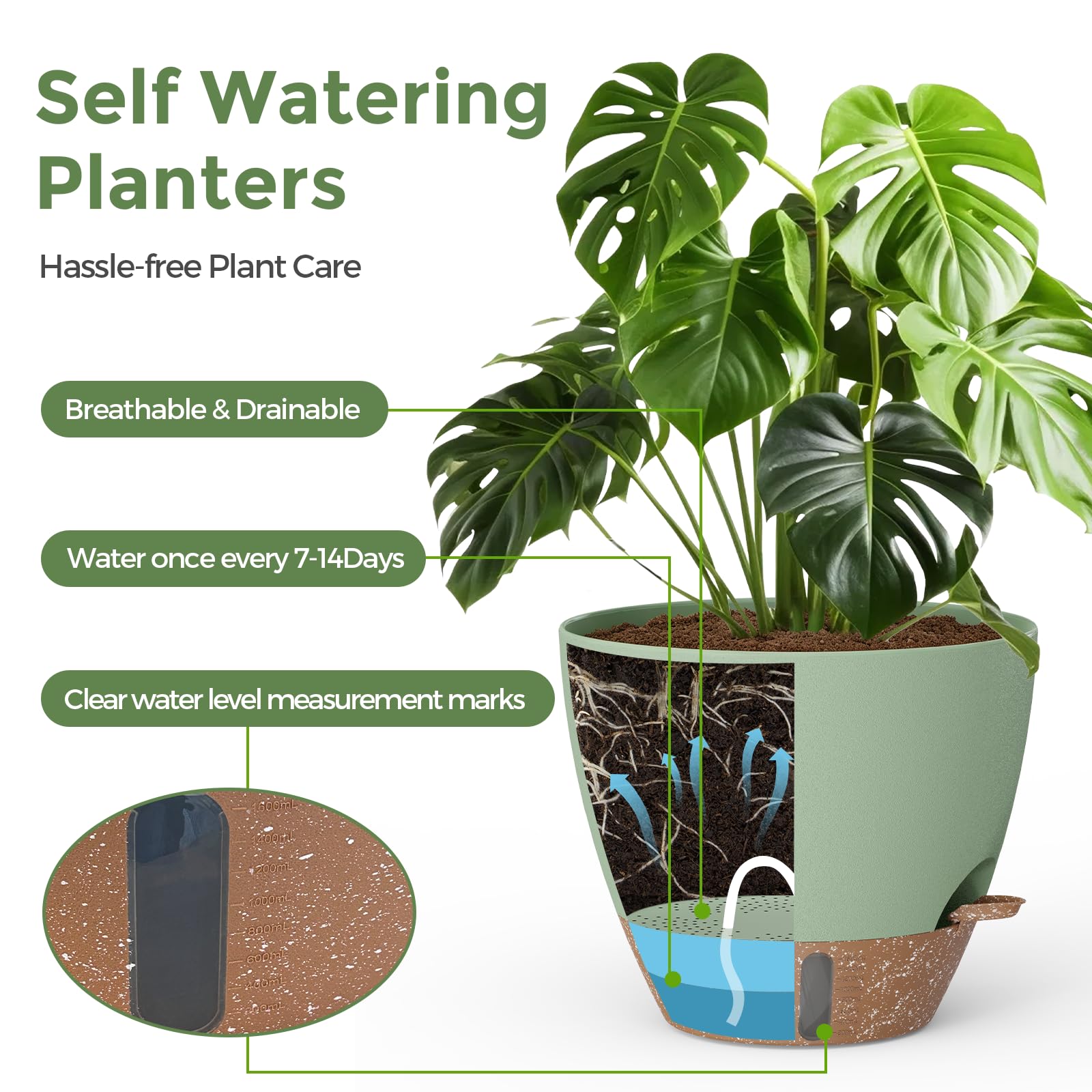 LifeNest 8-inch self-watering pot keeps mid-size plants hydrated with minimal care