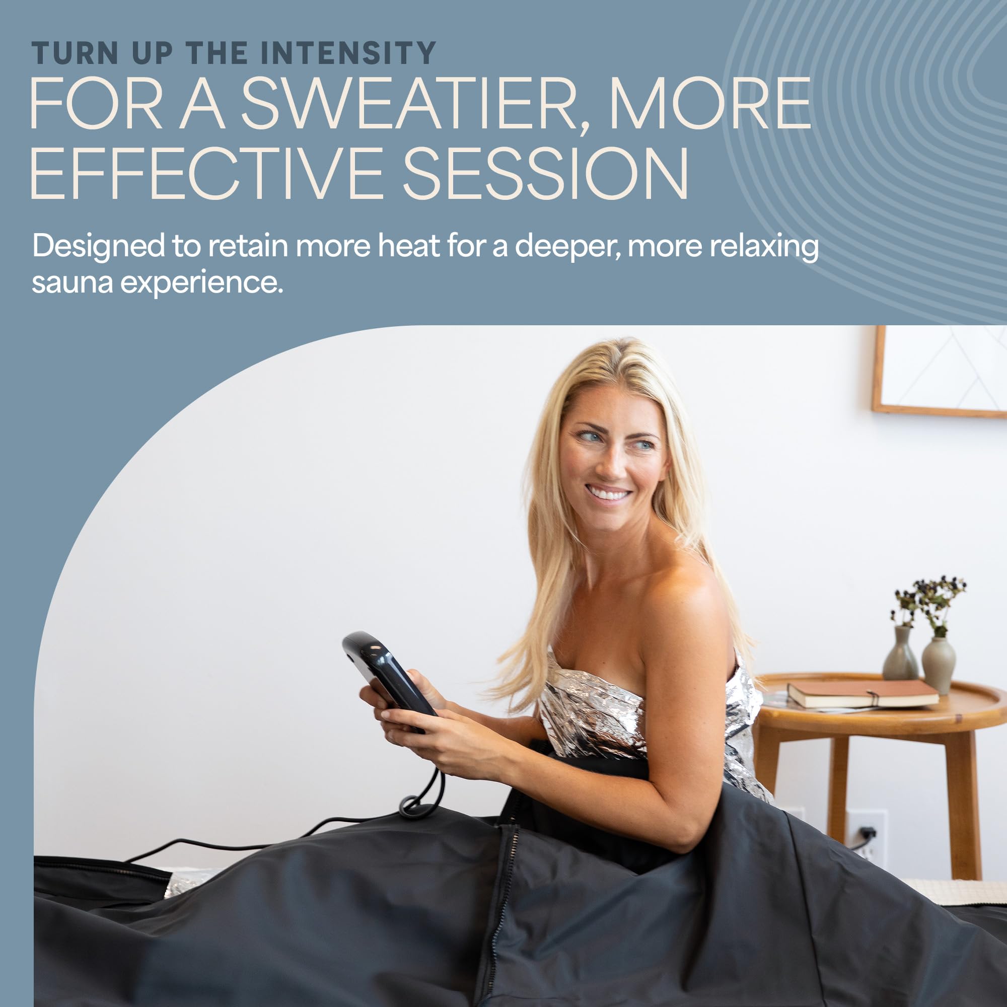 LifePro foil-thermal-wrap inside sauna blanket demonstrates even heat reflection.