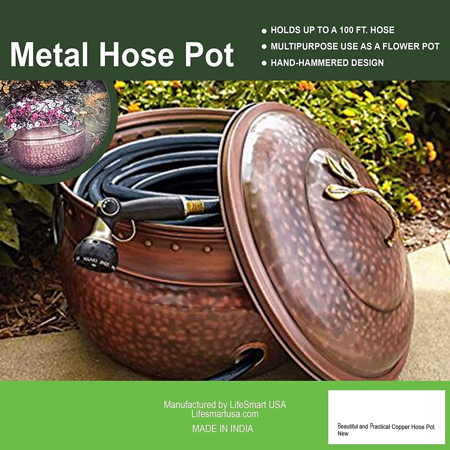 LifeSmart outdoor garden application shows stylish organization for hose and supplies.