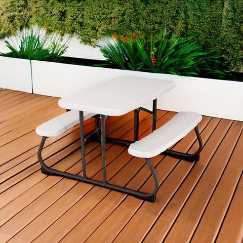 LIFETIME 280094 almond top and benches, UV-protected and stain-resistant for outdoor use