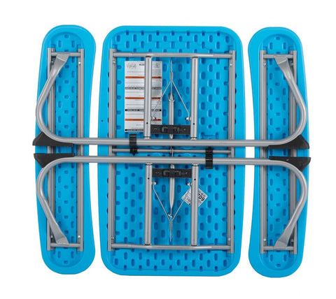 LIFETIME Kids Picnic Table Blue ready for storage after playtime