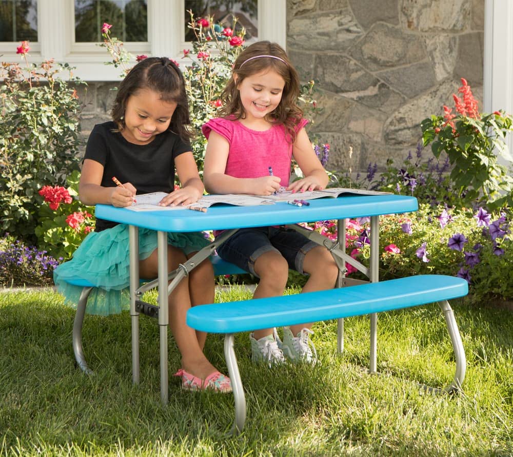 LIFETIME Kids Picnic Table Blue UV protection reduces fading for outdoor use