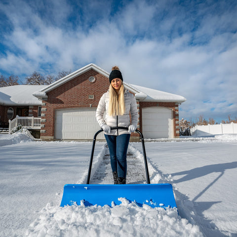 Lifetime Snow Pusher curved blade top keeps snow on blade