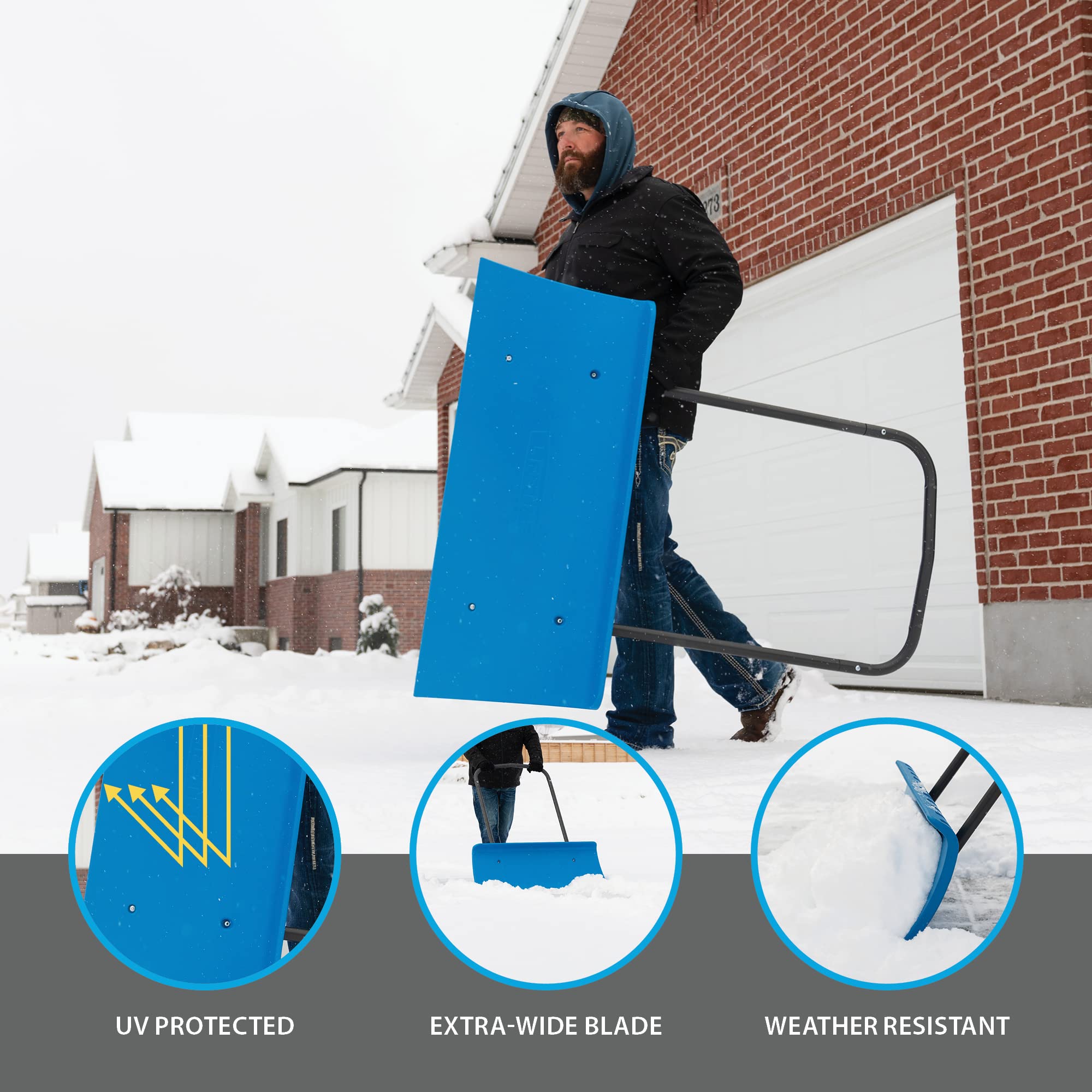 Lifetime Snow Pusher ergonomic grips for better control while pushing