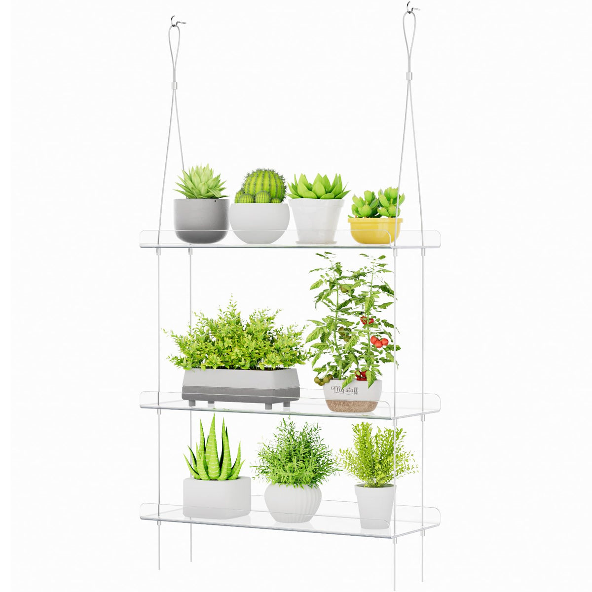 Lifewit 3-Tier Window Shelf side view for compact plant display.