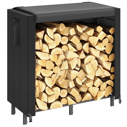 Lifewit outdoor firewood rack in assembly view, showing sturdy construction for lasting storage.