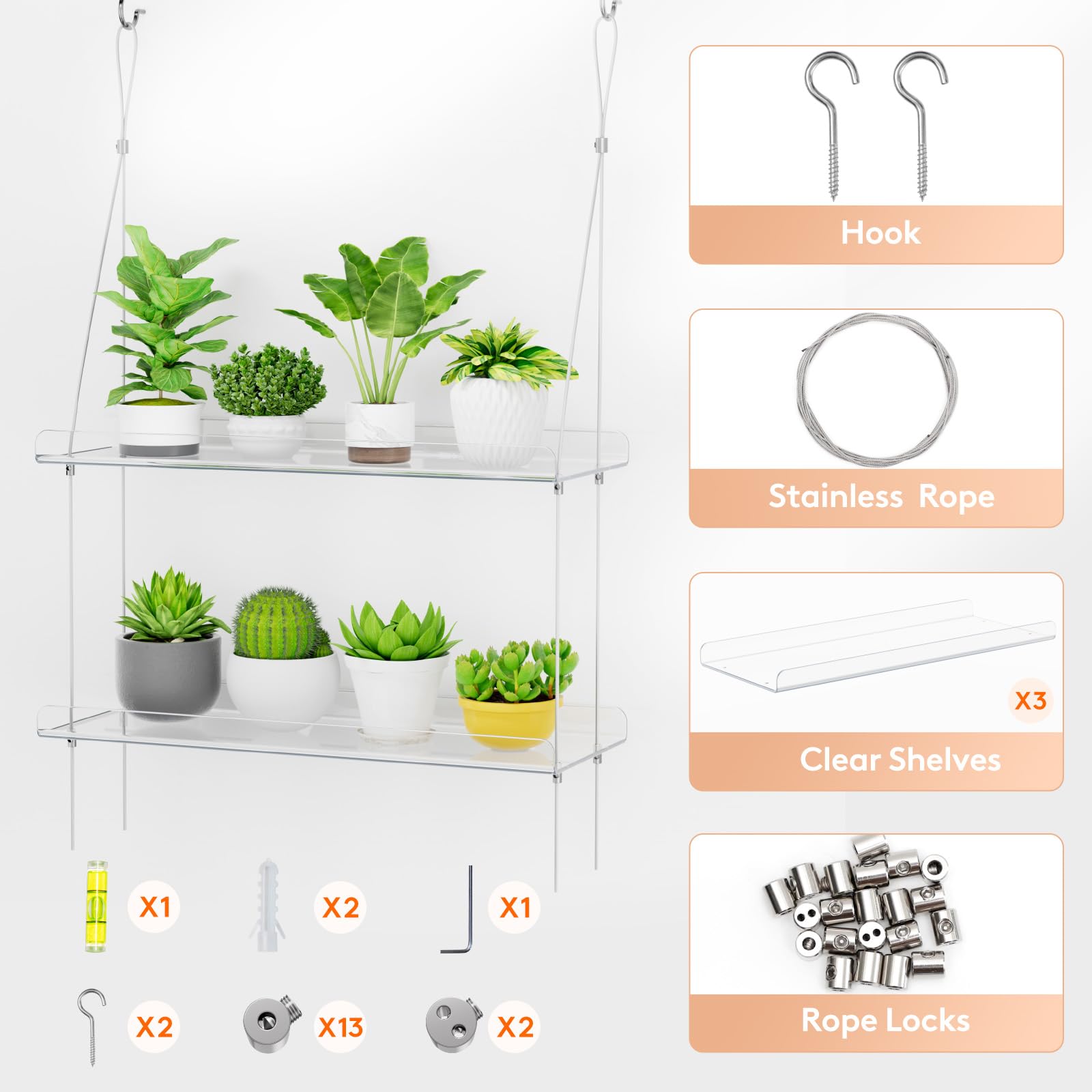 Lifewit transparent plastic shelf blends with decor while highlighting plants.