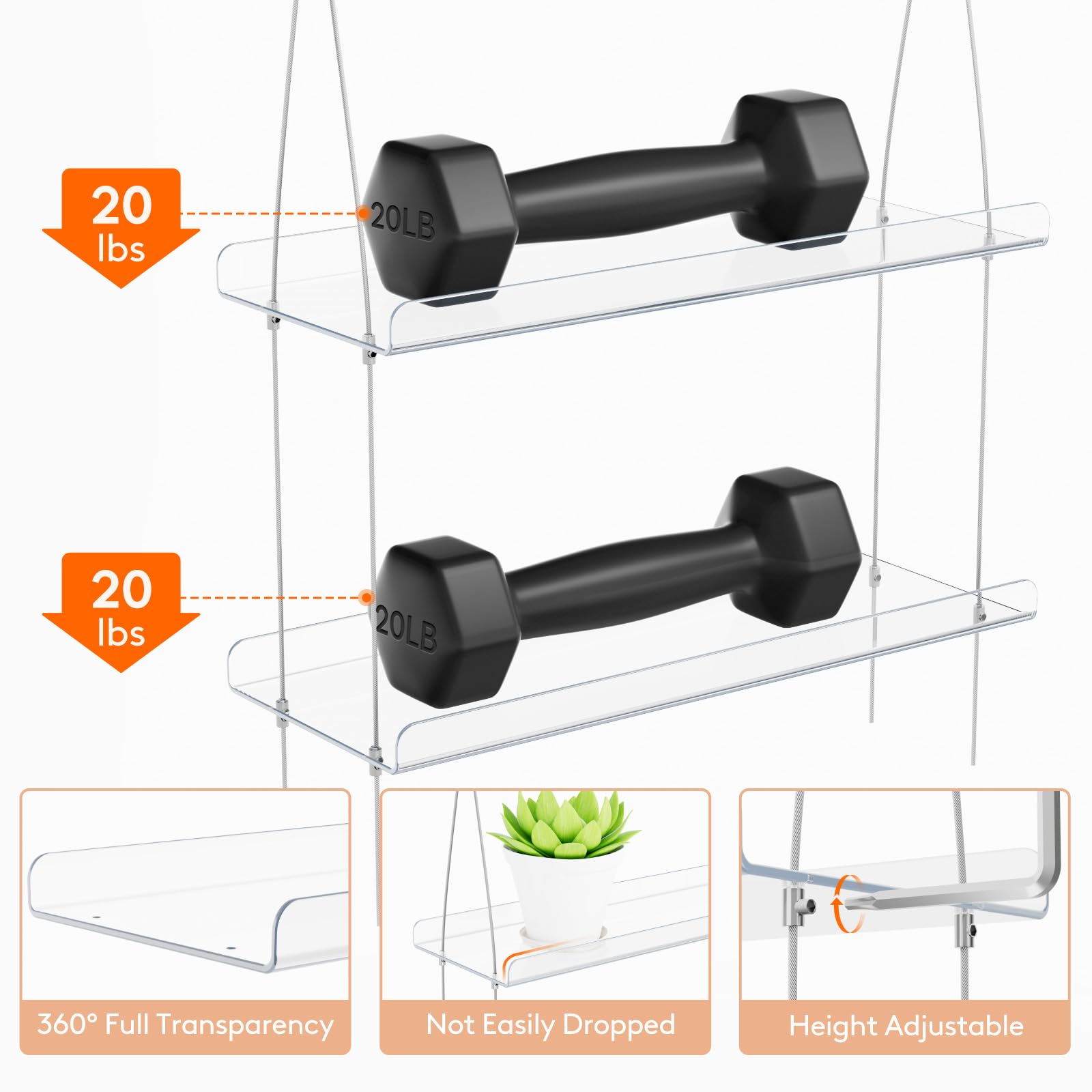 Lifewit transparent plastic shelf blends with decor while plants are displayed