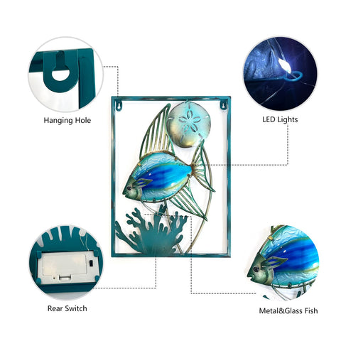 Liffy fish glass art wall sculpture with handcrafted detail.