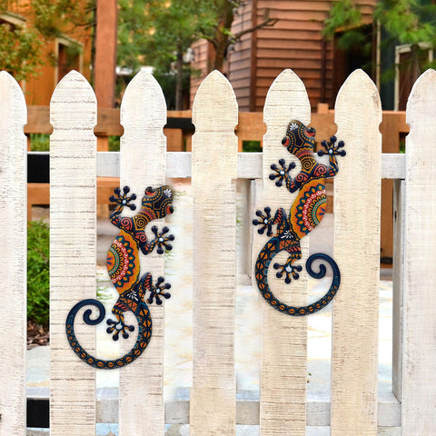 LIFFY gecko wall decor in metal, ideal for garden fences