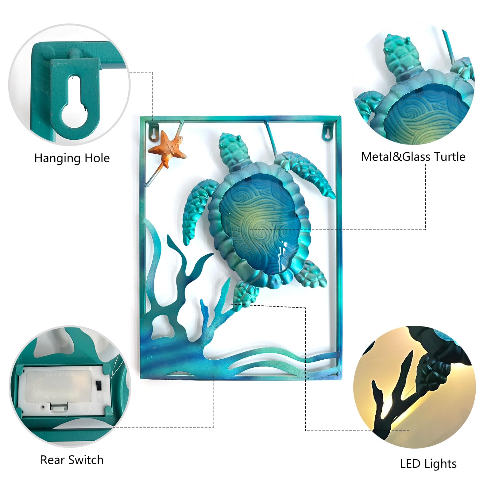 LIFFY LED-lit glass turtle glows softly at night for cozy exteriors.