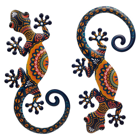 LIFFY metal lizard wall art two-pack for versatile indoor and outdoor decor