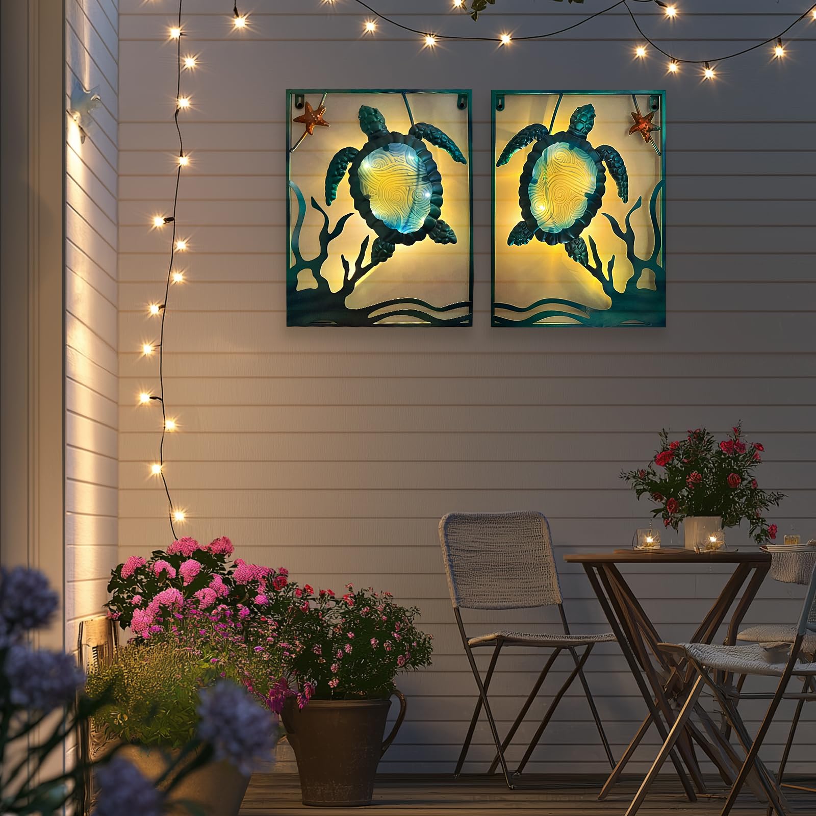 LIFFY nautical turtle outdoor sculpture for patio styling.