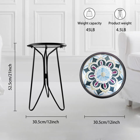 LIFFY round glass top 21 inch table for small spaces and balconies