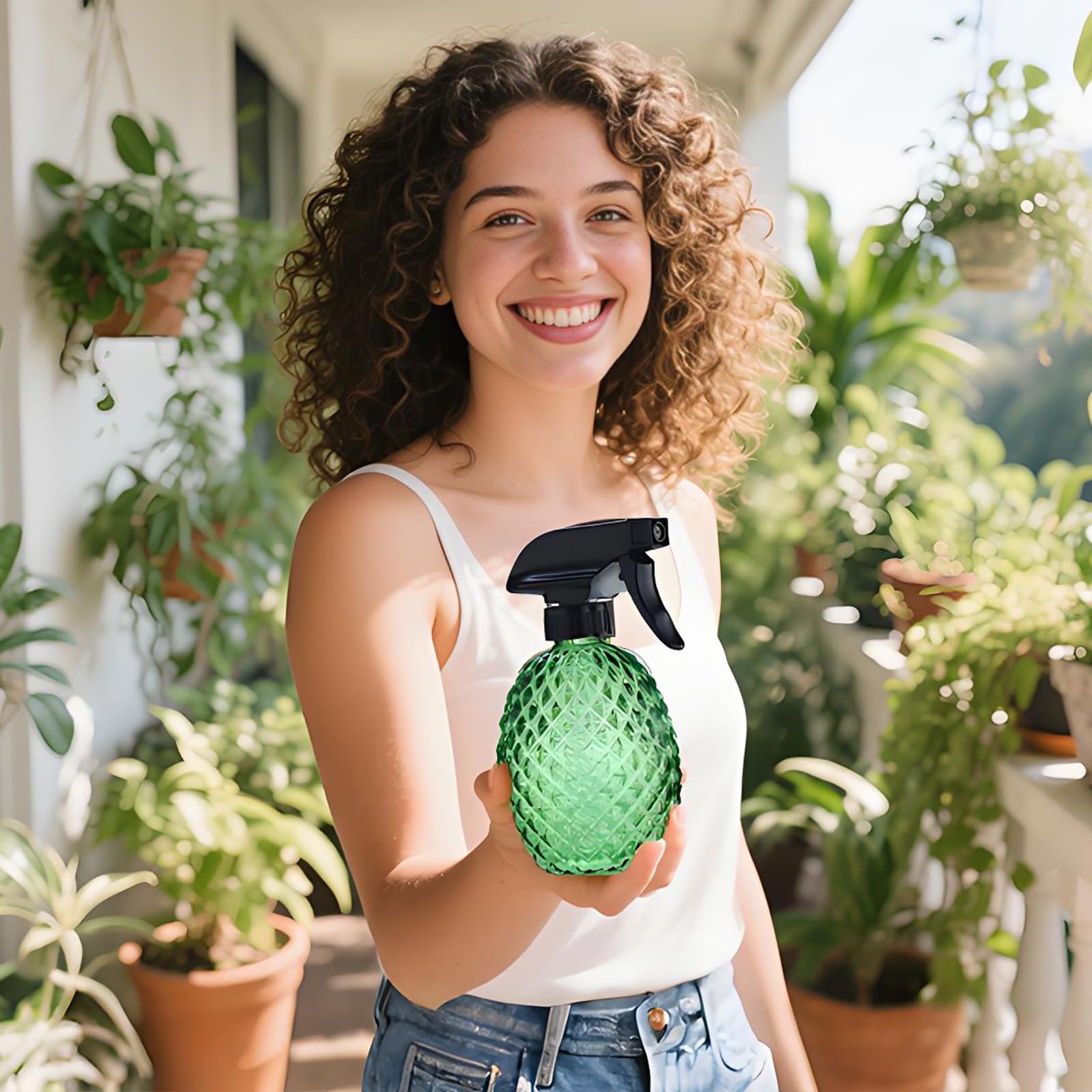 LIFHUB compact green bottle with spray for easy plant care and home spray