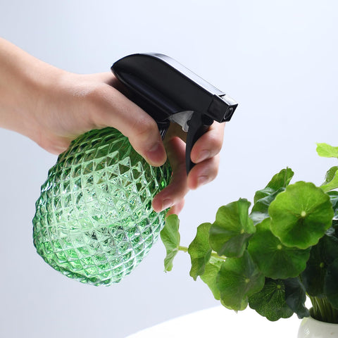 LIFHUB diamond-pattern green glass bottle offers a smooth spray for delicate plants