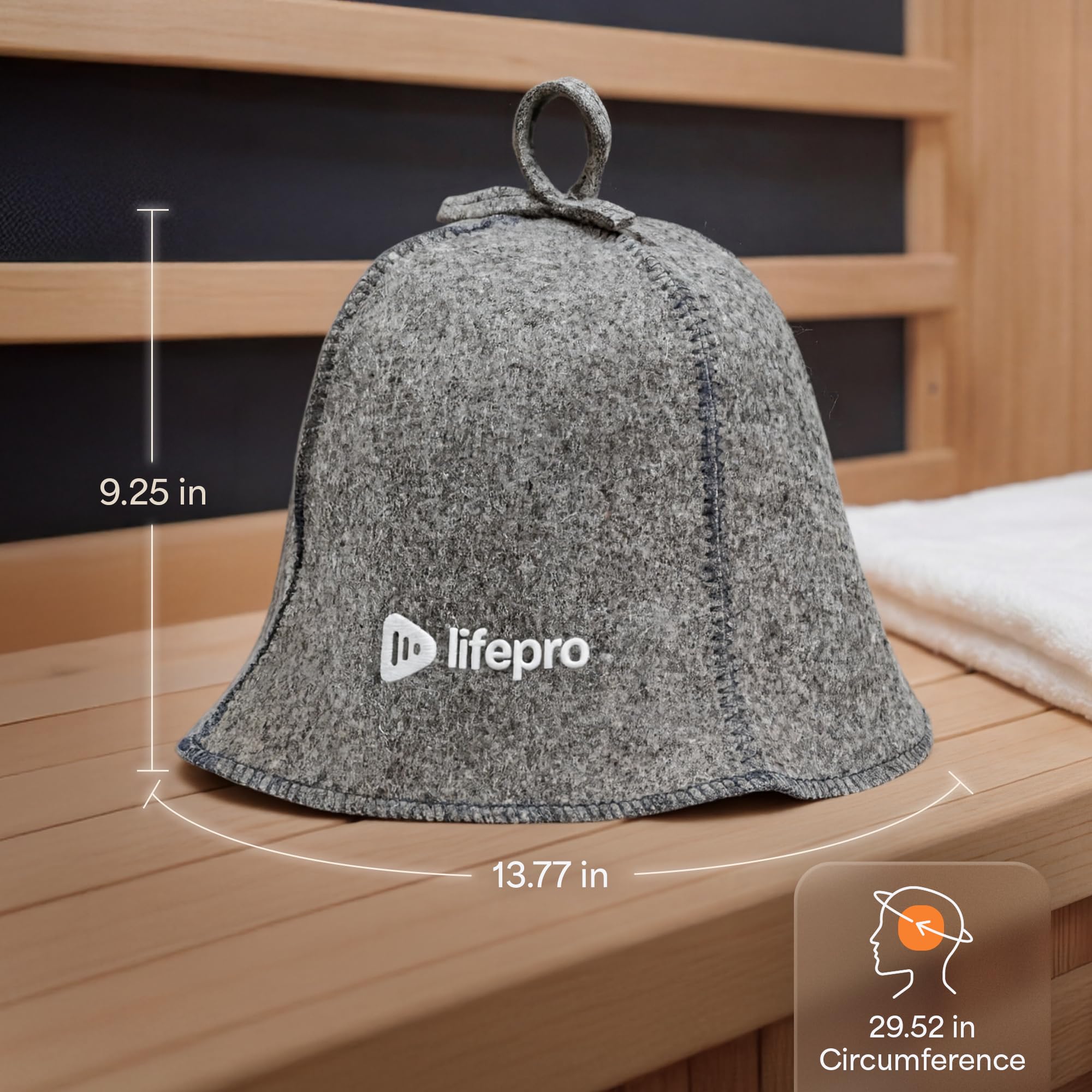 LifePro Wool Sauna Hat side view highlights comfortable fit