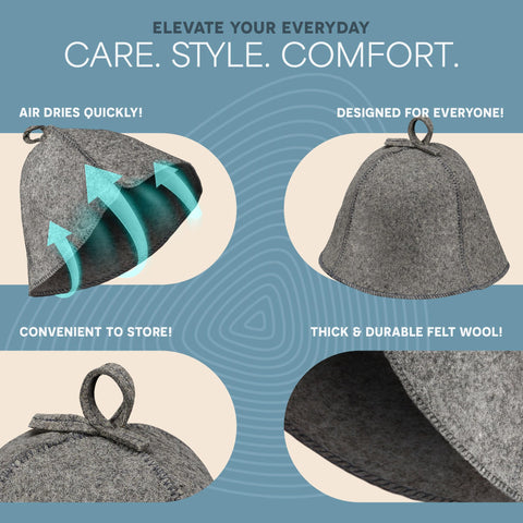 LifePro Wool Sauna Hat worn in a sauna session demonstrates warmth and protection