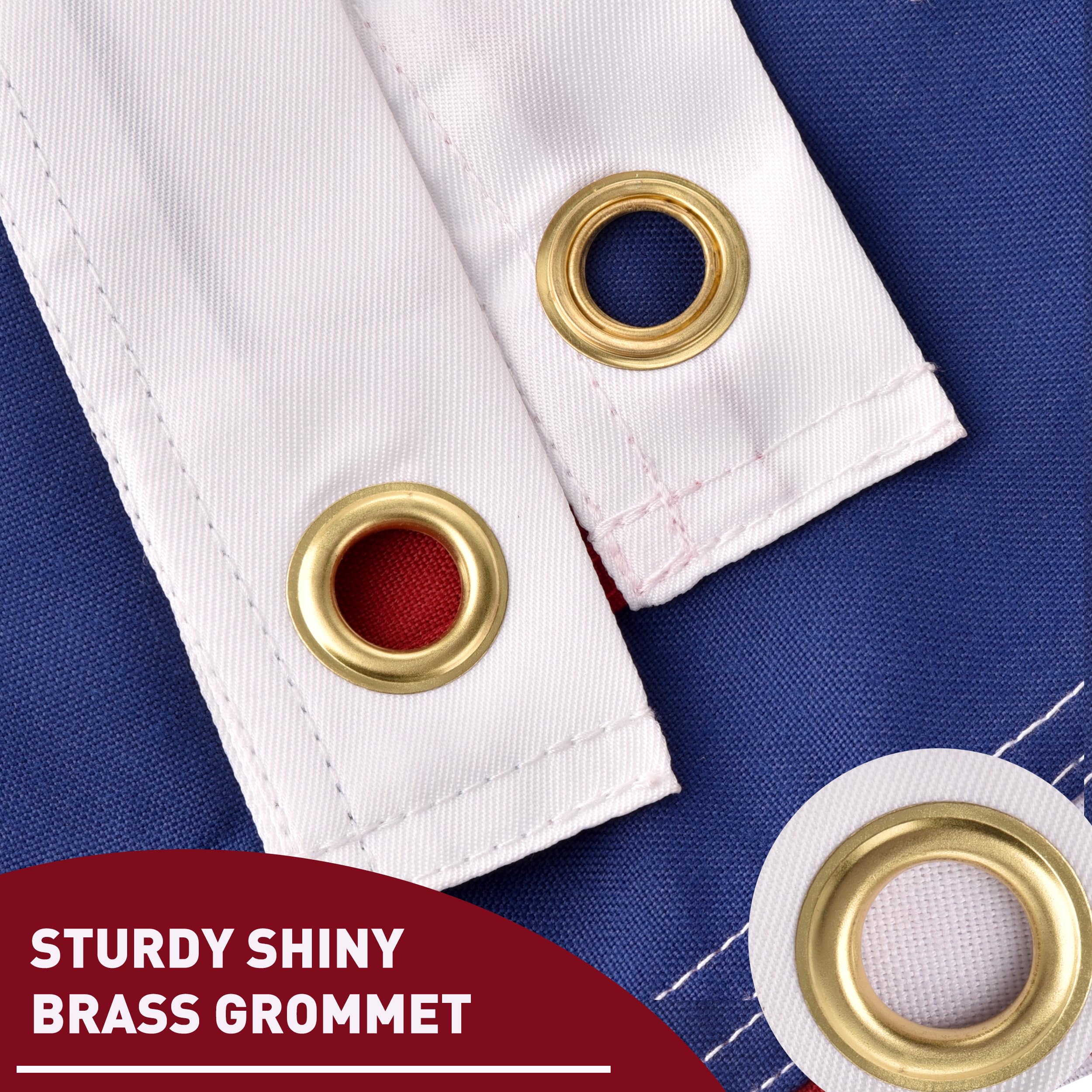 Lifraon flag reinforced brass grommets enable secure mounting on any pole.