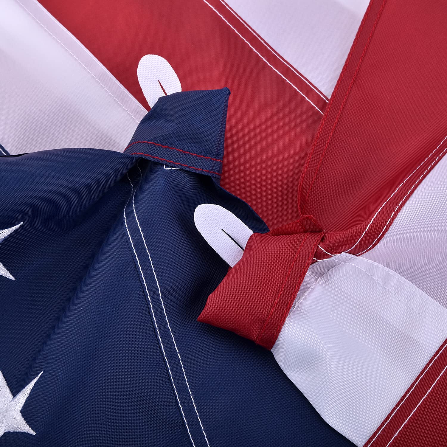 Lifraon flag detail with embroidered stars and stitching
