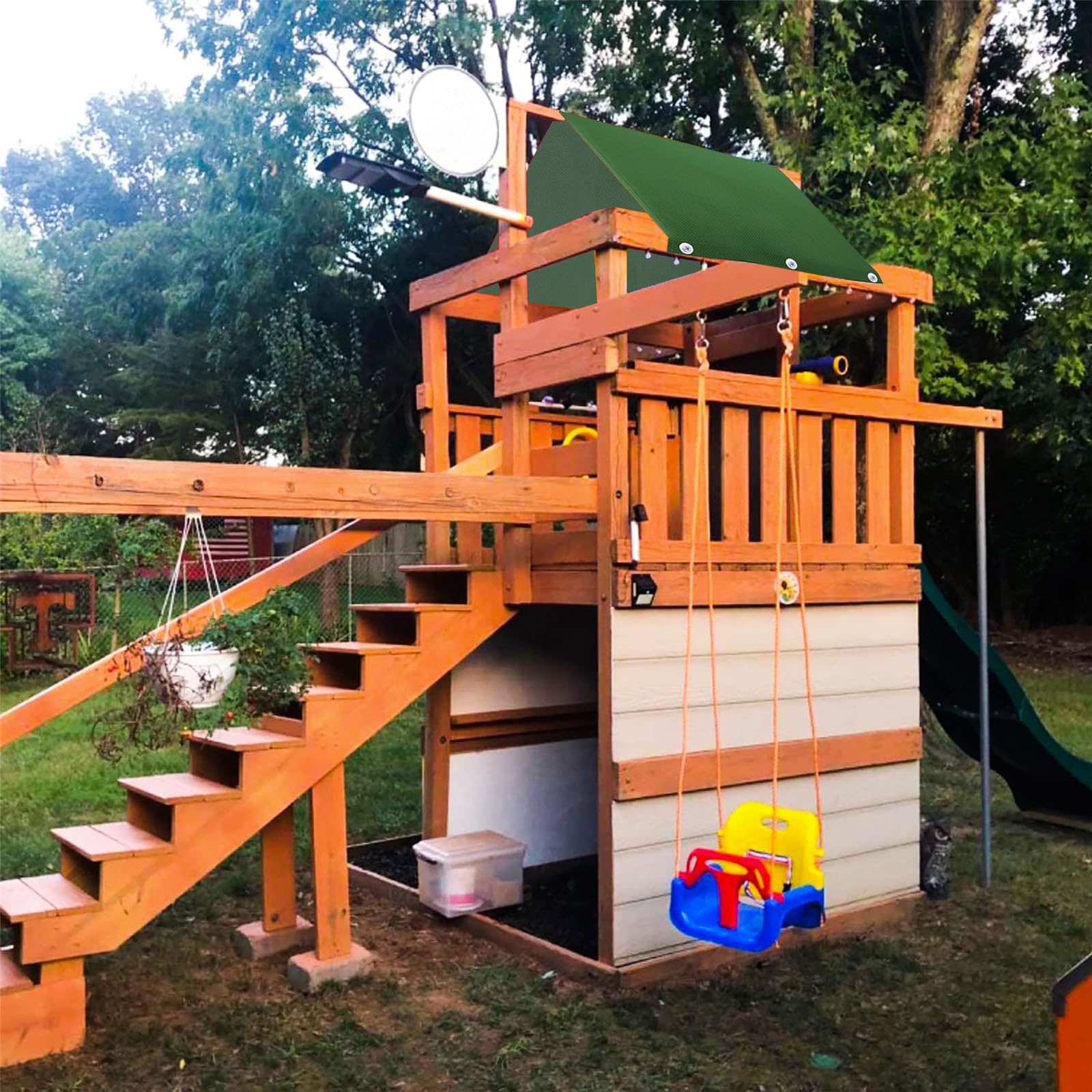 Liftatapa durable playset canopy enhances backyard swingset aesthetics