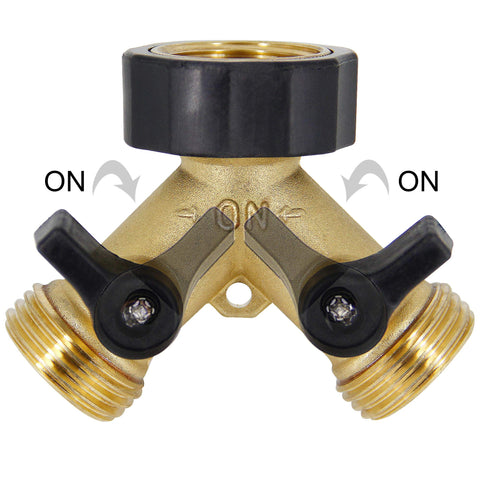 Lifynste 2 Way Brass Hose Splitter with dual valves enabling separate flow