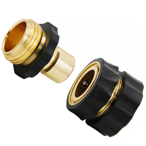 Lifynste 3-4 inch garden hose connector demonstrates quick connect with rubberized grip.