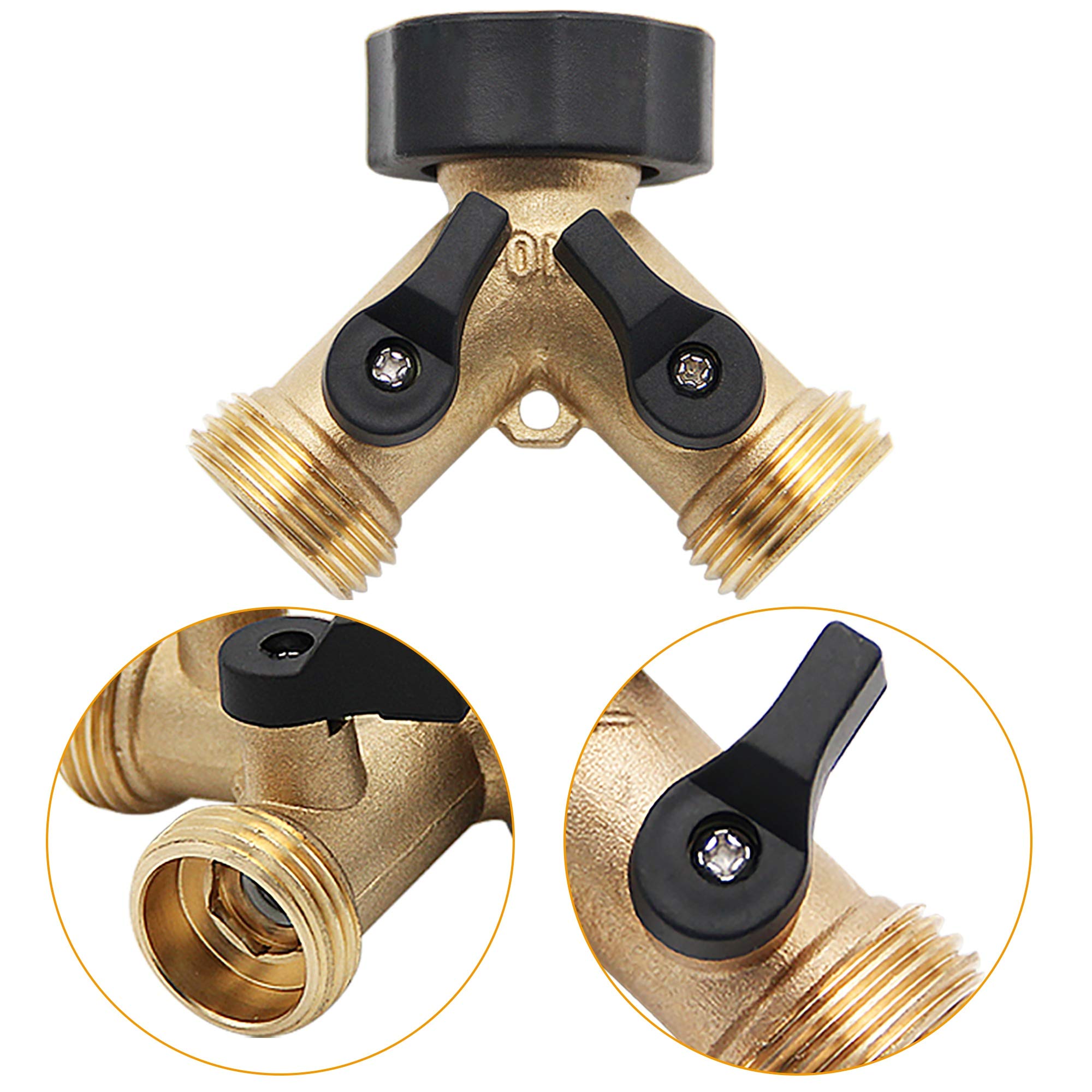 Lifynste brass hose splitter connected to a hose for easy watering