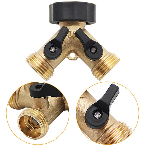 Lifynste brass hose splitter connected to a hose for easy watering