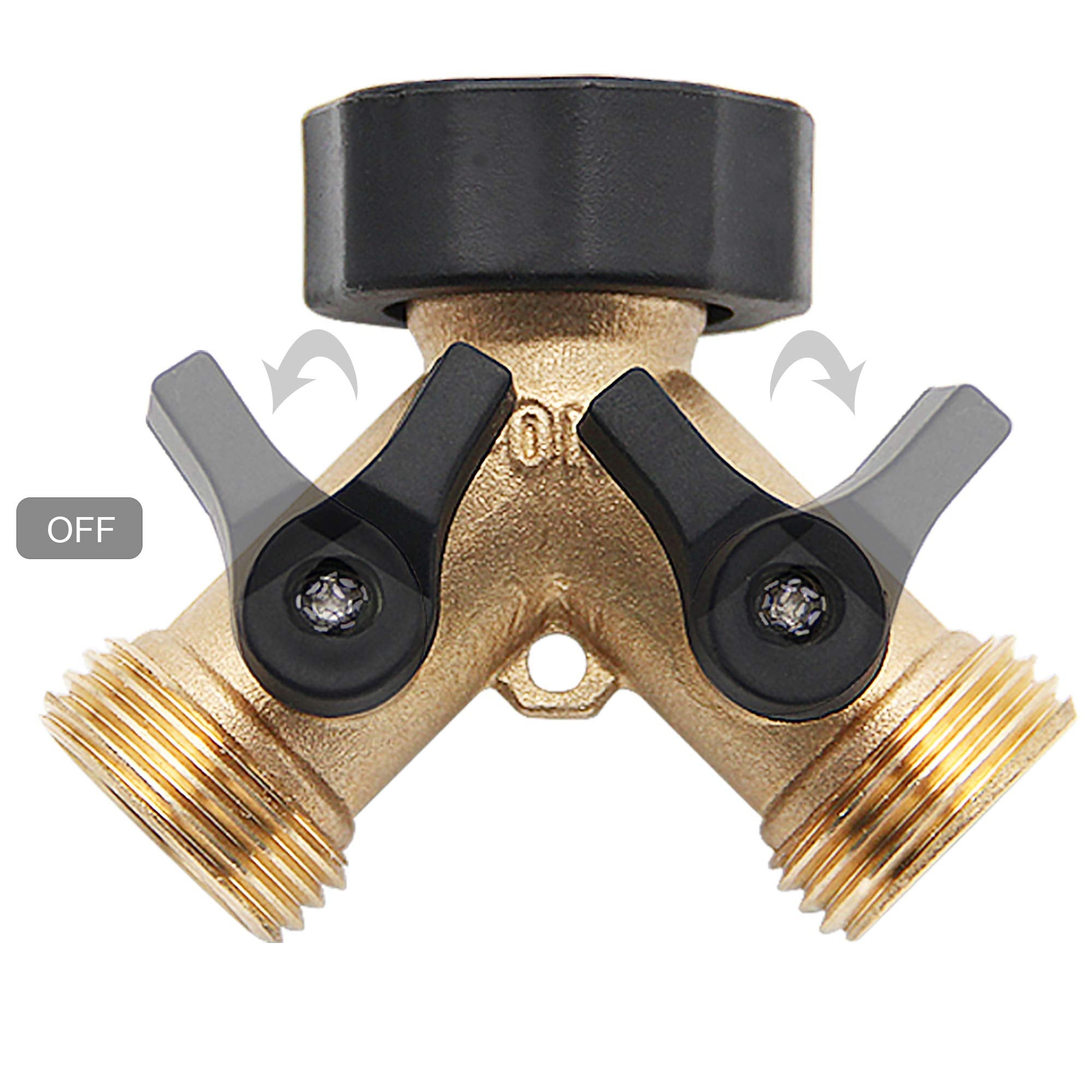 Lifynste brass hose splitter handles showing independent valve control