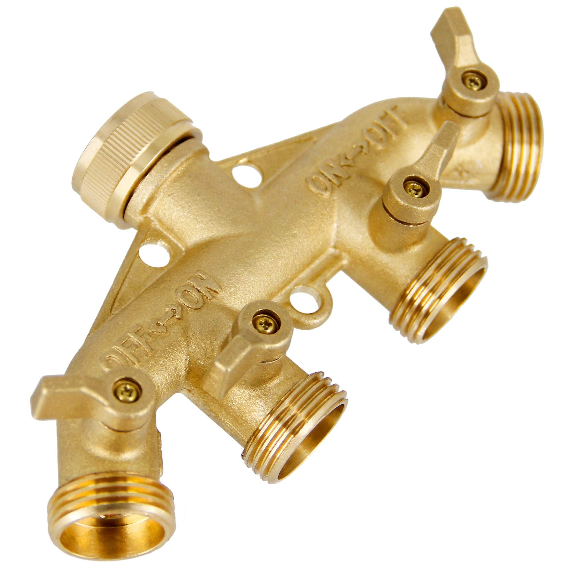 Lifynste brass hose splitter valves enabling separate flow to multiple outlets