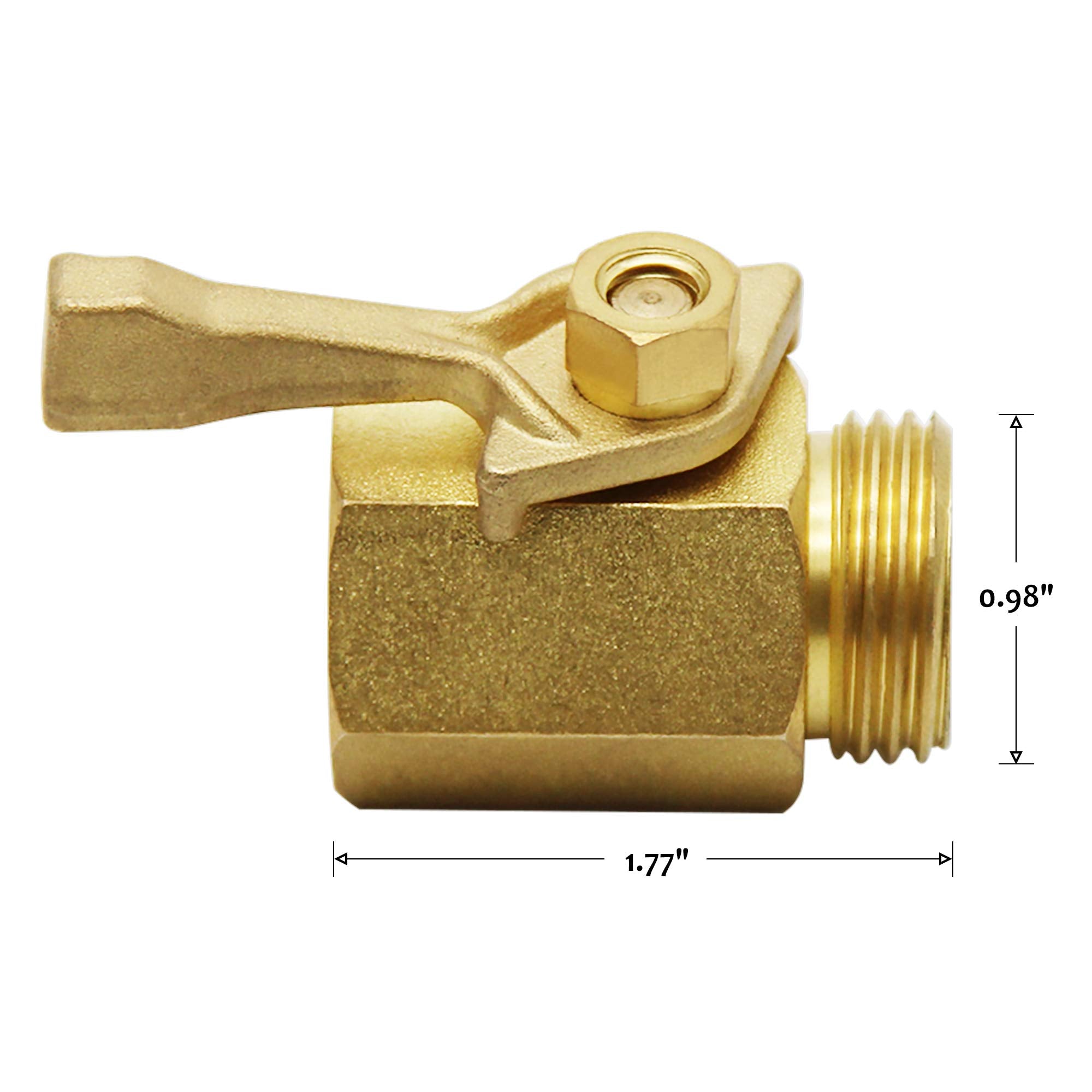 Lifynste brass shut-off valve with ergonomic handle enables easy water adjustment.