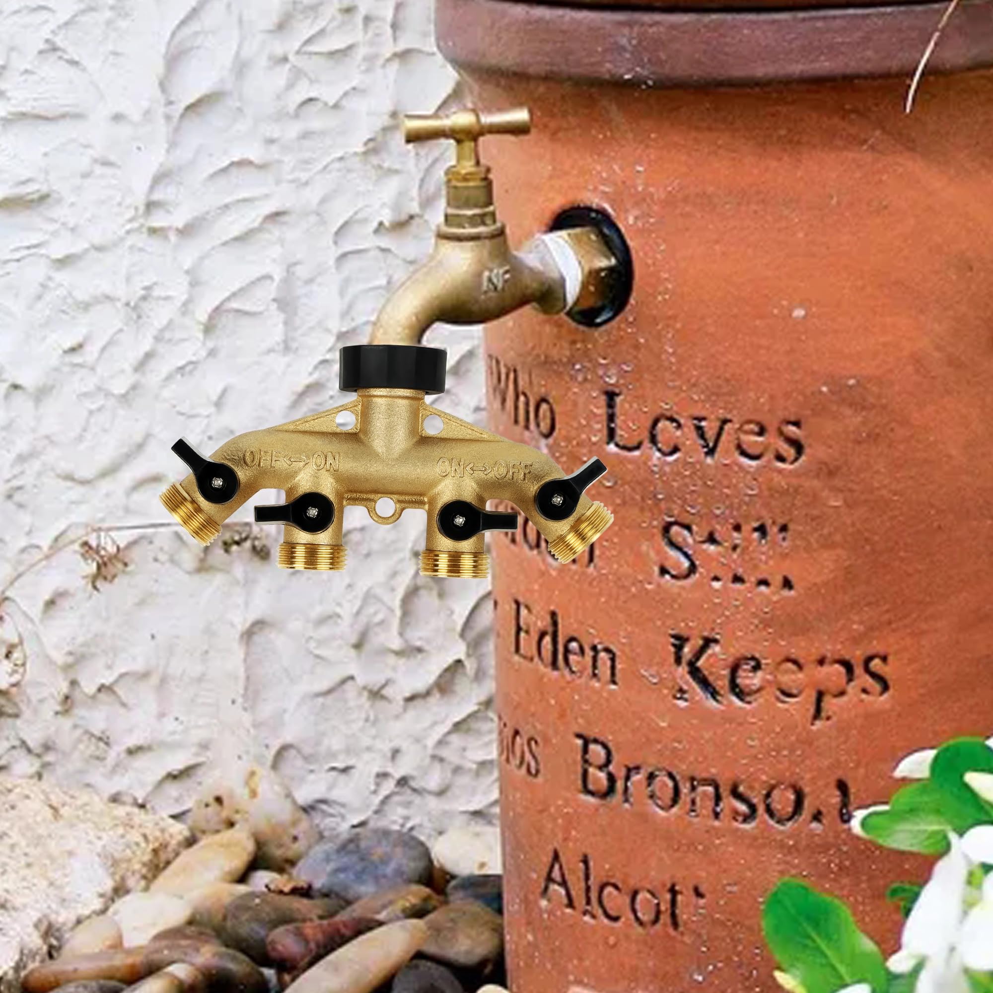 Durable solid-brass Lifynste construction for long-lasting garden use.
