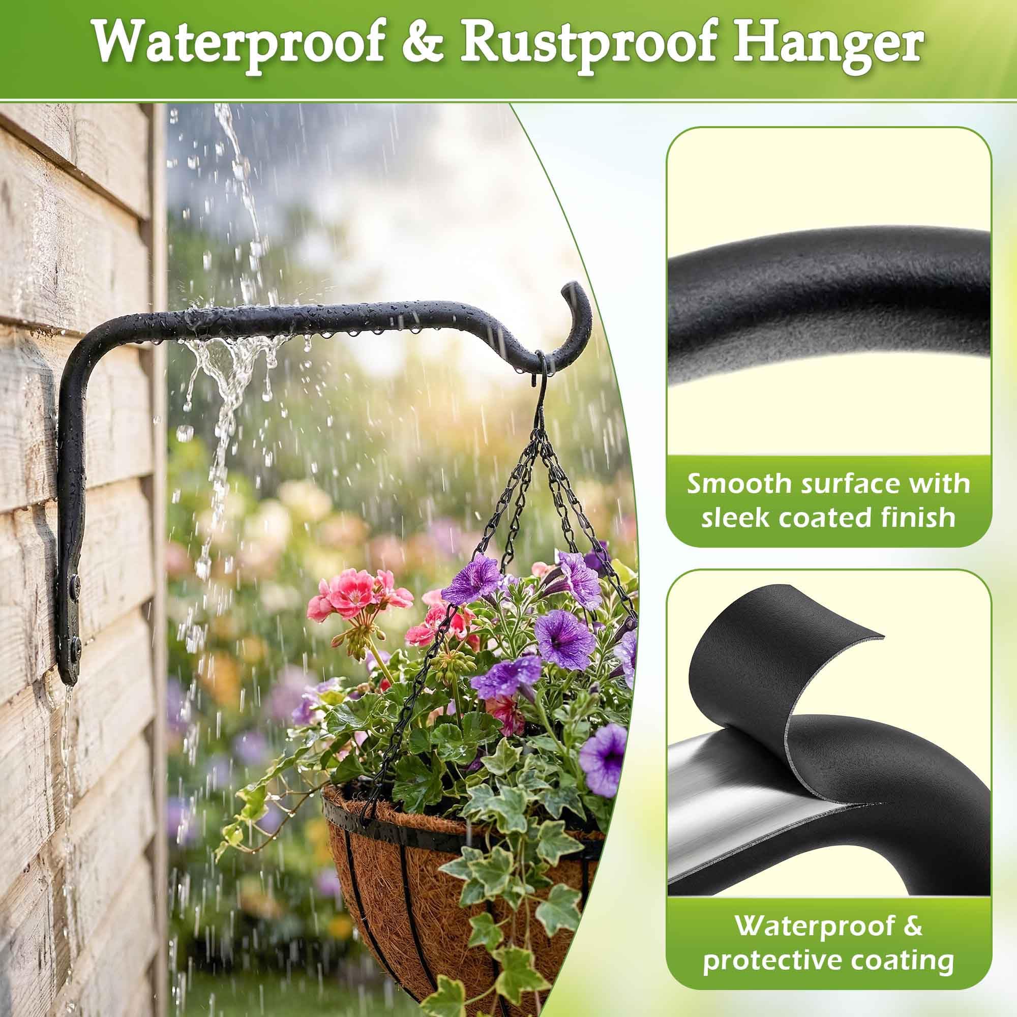 Lifyzoon 12-inch bracket stabilizes a large hanging basket.