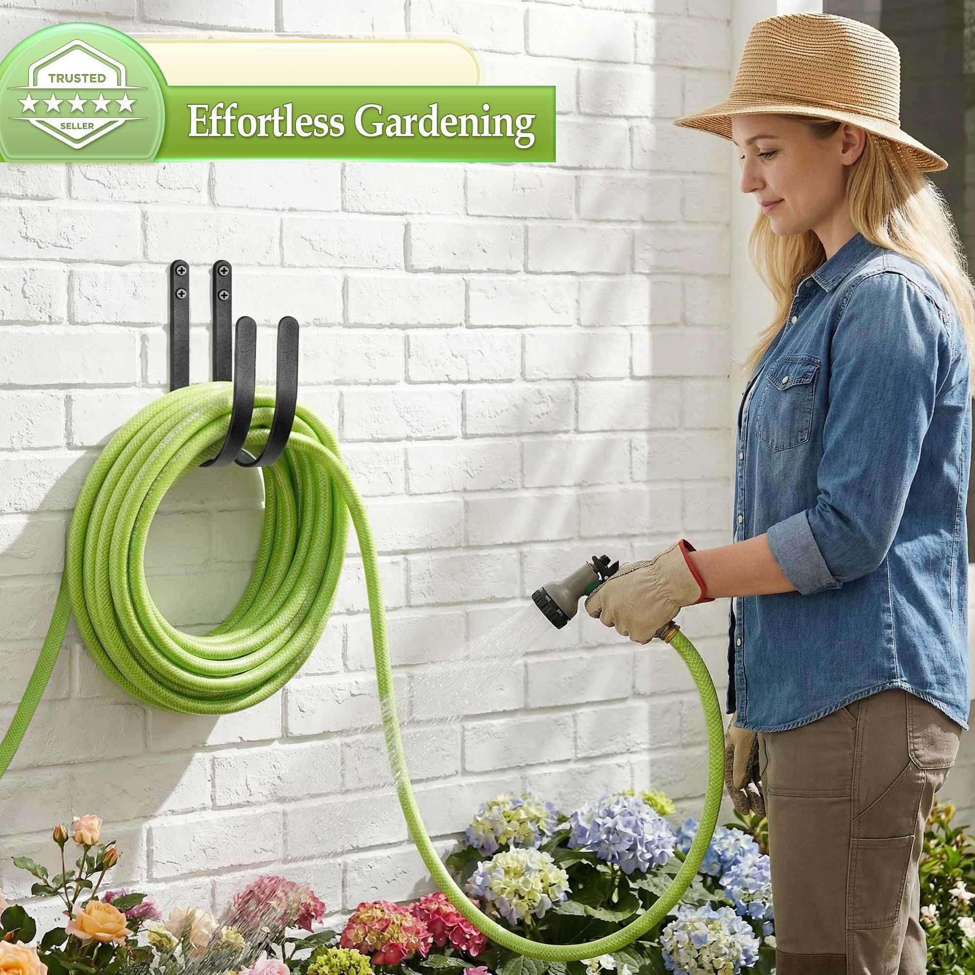 Lifyzoon heavy-duty metal hose rack resists moisture and corrosion outdoors.