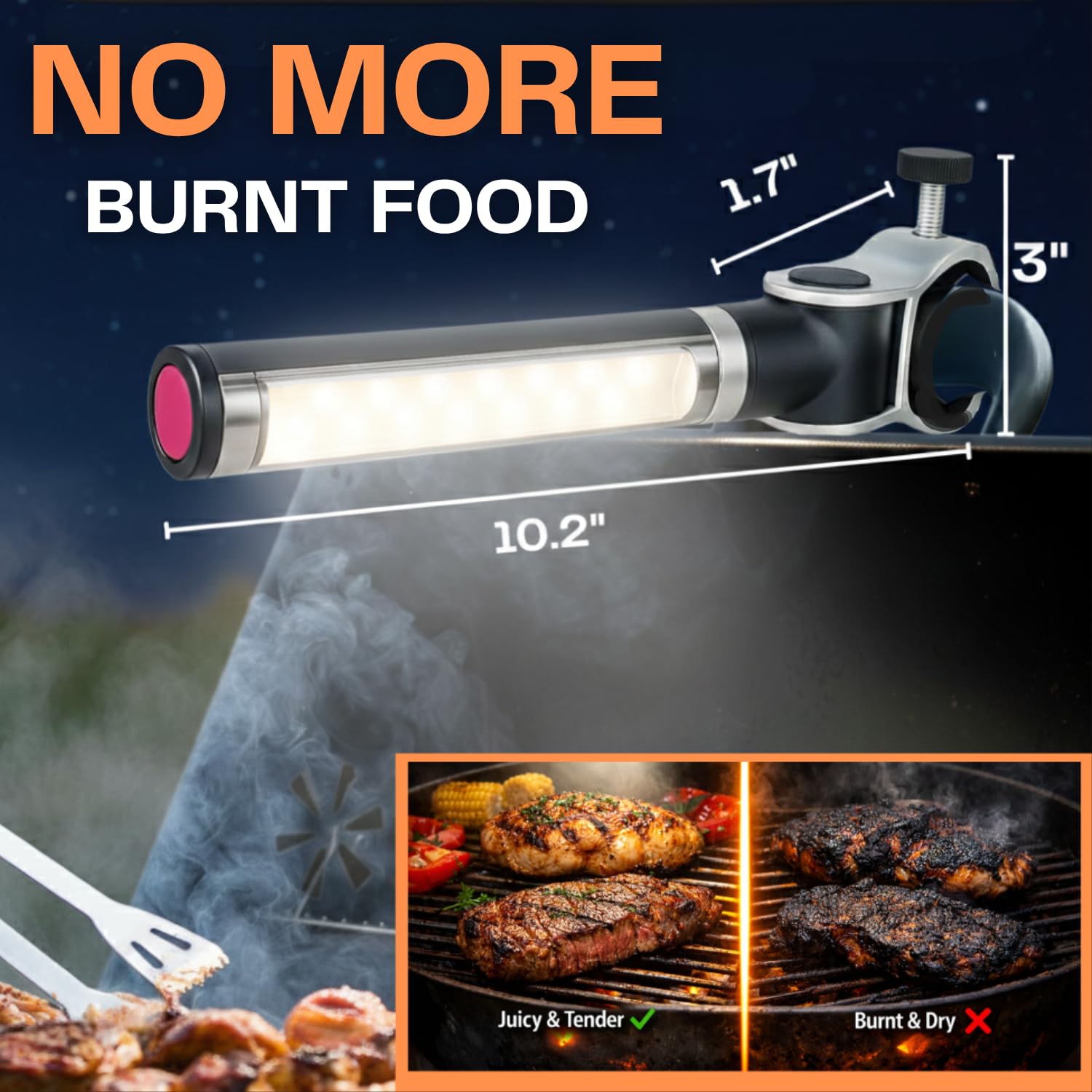 LightAccents outdoor grilling accessory provides bright illumination for evening cooking.