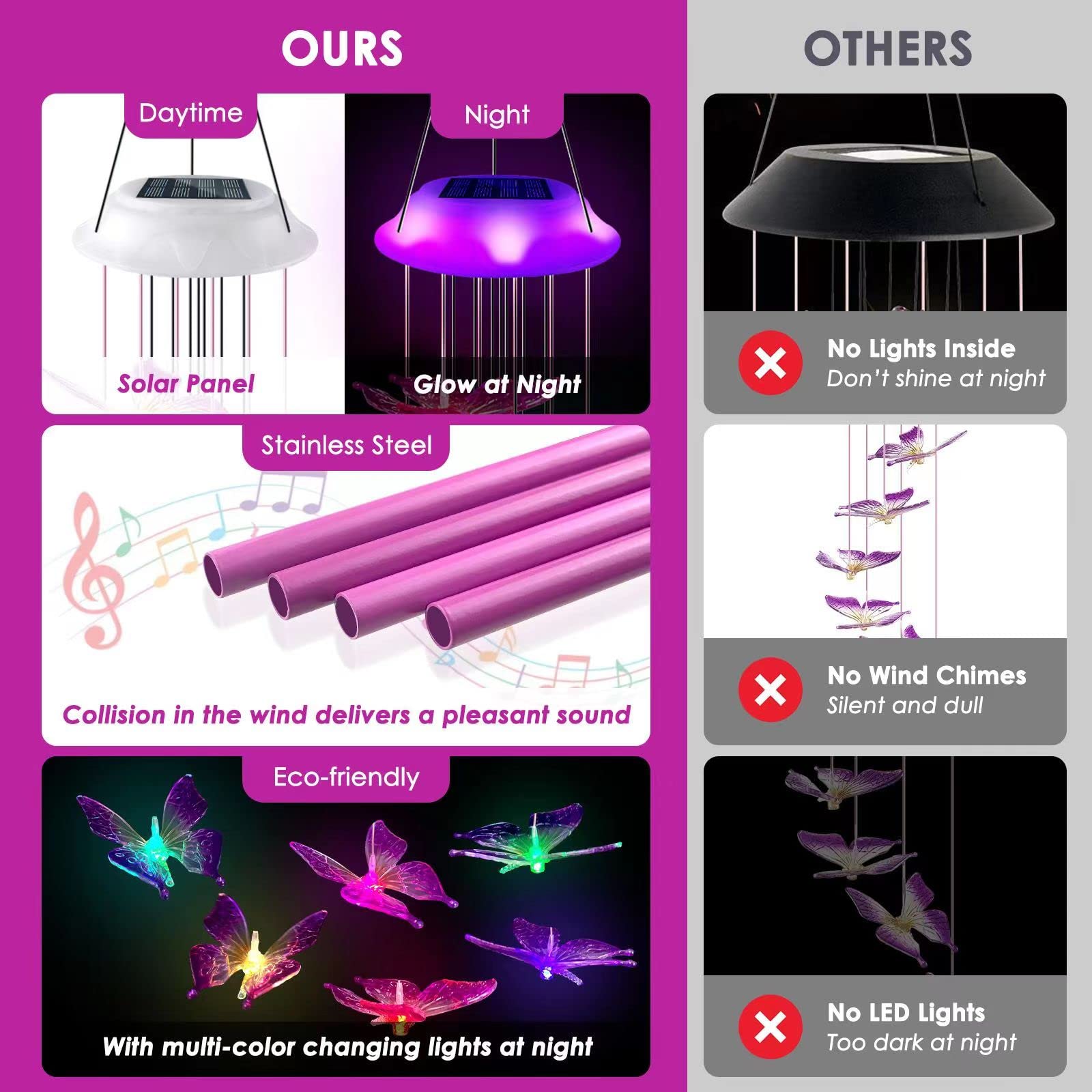 Lightalent four-tube wind chimes purple deliver a deep, soothing outdoor tone.