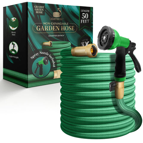 LightHose 50ft grassy-green hose for easy yard watering