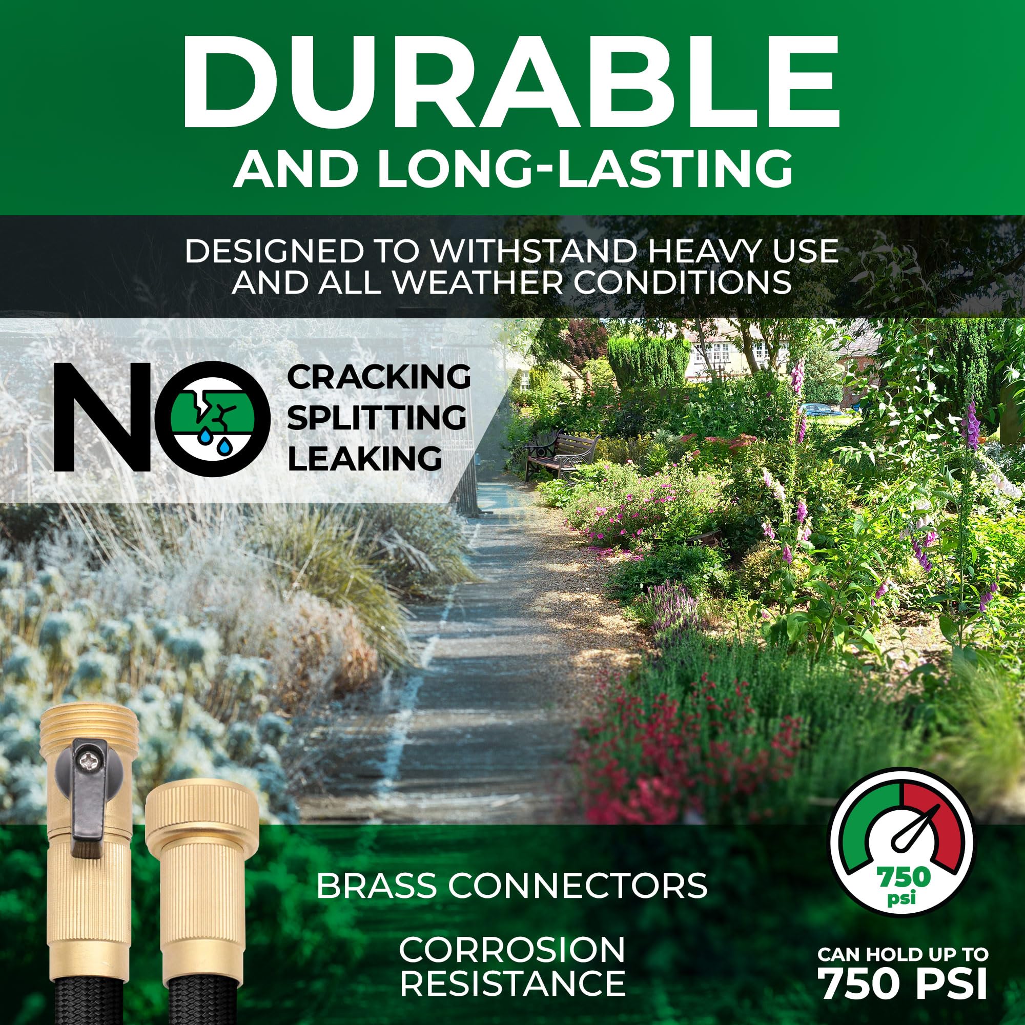 LightHose brass connectors close-up, leak-free performance for reliable watering tasks.
