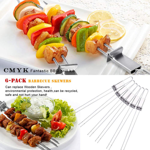 Lightique CMYK skewers double-prong design keeps ingredients secure during turning