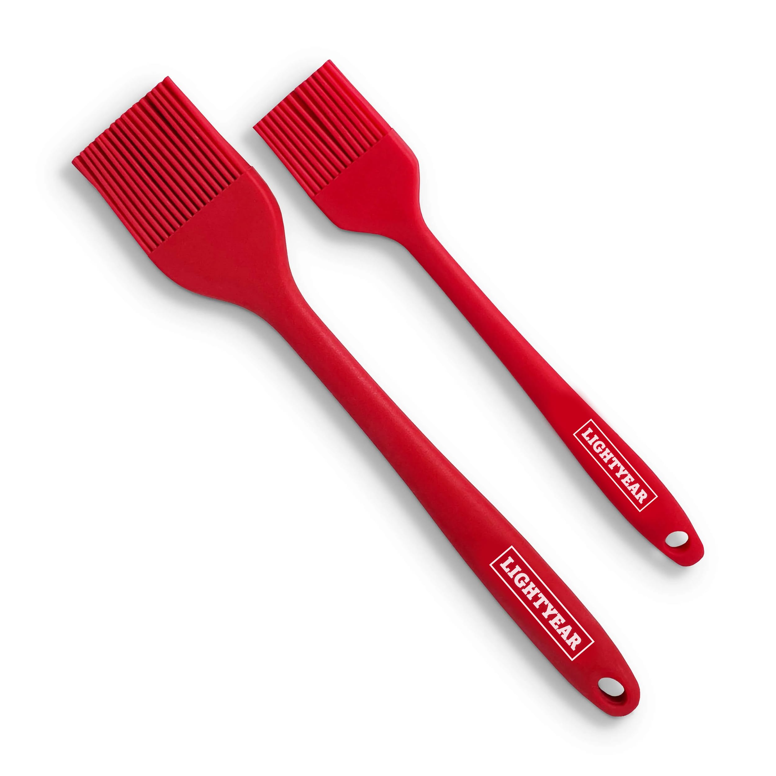 Lightyear silicone basting brush set close-up with dense bristles for even sauce spread.