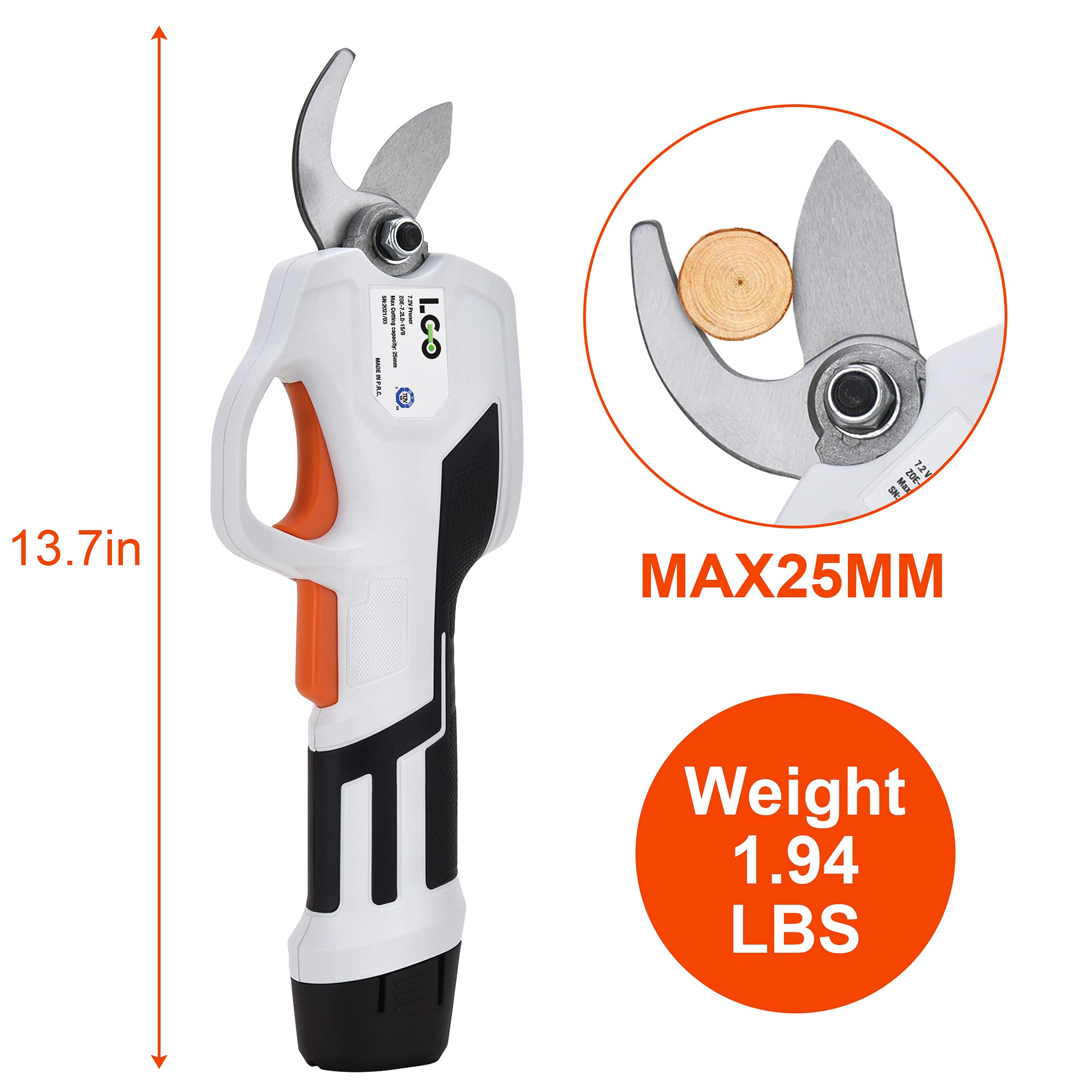 LIGO cordless pruning shears 25mm cut capacity for thick stems