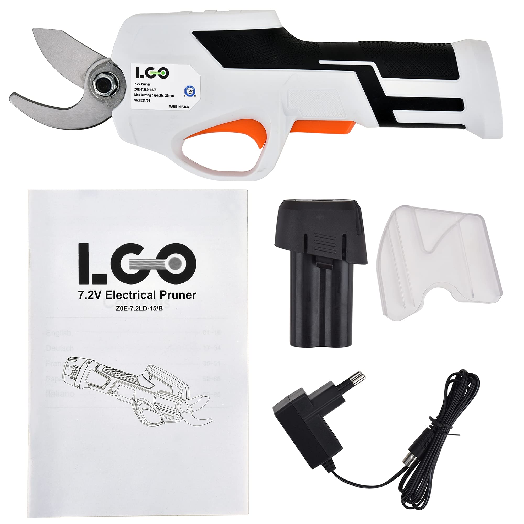 LIGO cordless pruning shears package includes battery and charger